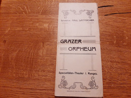 1903 Austria Grazer Orpheum Graz Opera Programm Cirkus VarietteTeater Programmer Cornel Kawann - Theater, Kostüme & Verkleidung