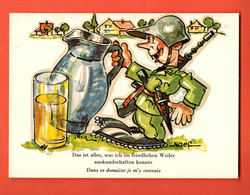 CHE-32 Humour Militaire Suisse  Soldat Avec Son Pot De Bière. Dans Ce Domaine Je M'y Connais.Photoglob 637 Circulé - Bière