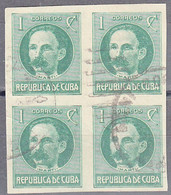 CUBA     SCOTT NO. 280    USED BLOCK        YEAR  1926 - Oblitérés