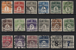 Denmark (13) 1905 Numerals Set & Later Overprints. Unused & Used - Andere & Zonder Classificatie