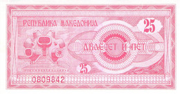 25 Dinar Banknote Mazedonien 1992 UNC - Noord-Macedonië