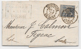FRANCE - DAGUIN JUMELEE MIXTE Toulouse Départ 1890 - Couronne Différente Bloc Dateur Mois En Caractère Romain Et Bâton - 1876-1898 Sage (Type II)