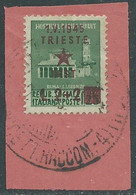 1945 OCCUPAZIONE JUGOSLAVA TRIESTE USATO 2+2 LIRE SU 25 CENT - RD8 - Joegoslavische Bez.: Trieste