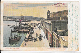 EGYPT - ALEXANDRIA 1909 Office K Cancel On Postcard From MALTA - The Quay For FRANCE Marseille - 1866-1914 Khedivate Of Egypt