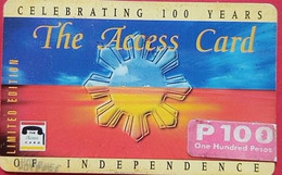 Philippines P100 The Access Card Celebrating 100 Years Of Independence - Filipinas