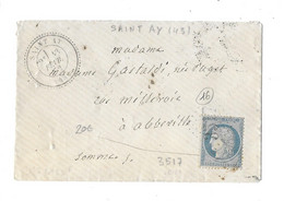 SAINT AY ABBEVILLE FEVRIER 1872 - GC 3517 SUR N° 60 - POUR GASTALDI - SUR ENVELOPPE - 1871-1875 Ceres