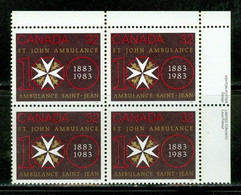 Croix Rouge Canadienne / Canadian Red Cross; Bloc De Coin / Corner Block; Timbres Scott # 980 Stamps; (1541) - Unused Stamps
