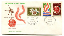RC 19111 COTE D'IVOIRE ANIMAUX FAUNE MARINE COQUILLAGES 1971 FDC 1er JOUR - TB - Coneshells