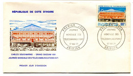 RC 19113 COTE D'IVOIRE N° 318 TÉLÉCOMMUNICATIONS CABLES SOUS MARINS 1971 FDC 1er JOUR - TB - Costa D'Avorio (1960-...)