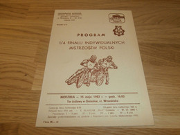 Speedway Gniezno 15.05.1983 , Programmheft / Programm / Rennprogramm !!! - Motos