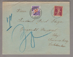 Liechtenstein Portom. 1929-08-20 Taxierter Brief Von Cazis 30Rp. Porto #18 - Portomarken