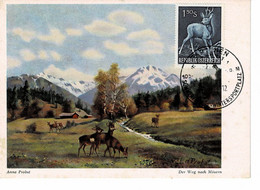 CARTE MAXIMUM AUTRICHE 1959 CHEVREUIL ROE DEER REH - Cartoline Maximum