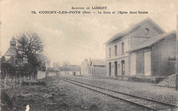 Conchy Les Pots        60        Intérieur De La Gare Et L'église Saint Nicaise      (voir Scan) - Autres & Non Classés