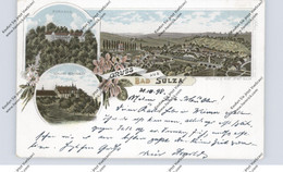 0-5322 BAD SULZA, Lithographie 1898, Kurhaus, Schloß, Ortsansicht, Bahnpost Berlin - Eisenach - Bad Sulza