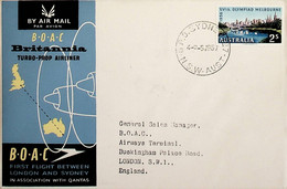 1957 Austrália 1st BOAC Flight London - Sydney (Link Between Sydney And London - Return) - Erst- U. Sonderflugbriefe