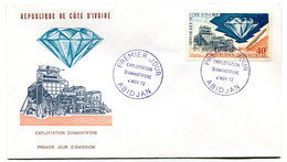 RC 19131 COTE D'IVOIRE N° 342 DIAMANT EXPLOITATION 1972 FDC 1er JOUR - TB - Minerals
