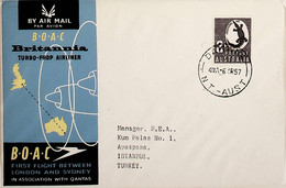 1957 Austrália 1st BOAC Flight London - Sydney (Link Between Darwin And Istanbul - Return) - Primeros Vuelos