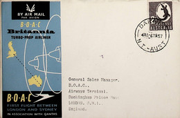 1957 Austrália 1st BOAC Flight London - Sydney (Link Between Darwin And London - Return) - First Flight Covers