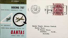 1960 Austrália 4oth Anniversary Of Quantas Airlines. Round-the-World Commemorative Flight - Erst- U. Sonderflugbriefe