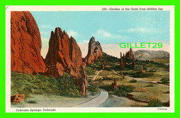 COLORADO SPRINGS, CO - GARDEN OF THE GODS FROM HIDDEN INN - SANBORN SOUVENIR CO - - Colorado Springs