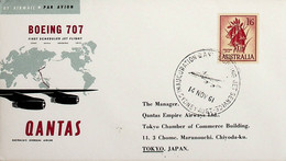 1961 Austrália 1st Quantas Flight Sydney - Tokyo With A Boeing 707 - First Flight Covers