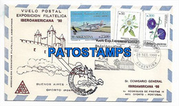 147214 ARGENTINA BUENOS AIRES COVER CANCEL AVIATION VUELO EXPRESS PORTUGAL YEAR 1990 NO POSTAL POSTCARD - Cartas & Documentos