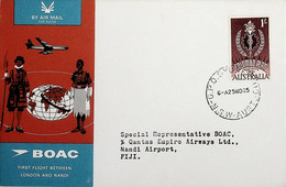 1965 Austrália 1st BOAC Flight London - Nandi, Fiji (Link Between Sydney And Nandi) - Premiers Vols