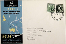 1957 Austrália 1st BOAC Flight London - Sydney (Link Between Darwin And Sidney) - Eerste Vluchten