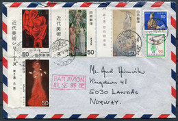 Japan Airmail Cover Suminoe Osaka - Landas Norway. Paintings Art - Storia Postale