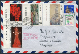 Japan Airmail Cover Suminoe Osaka - Landas Norway. Paintings Art - Brieven En Documenten