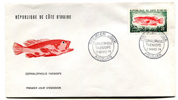 RC 19153 COTE D'IVOIRE N° 366 POISSON 1974 FDC 1er JOUR - TB - Fishes