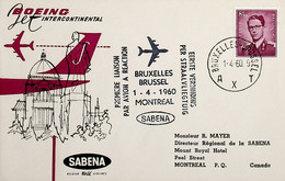1960 Belgian 1st Sabena Jet Flight Brussels - Montreal - Andere & Zonder Classificatie