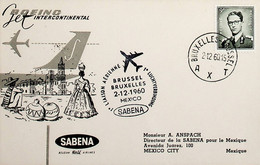 1960 Belgian 1st Sabena Flight Brussels - Mexico City - Andere & Zonder Classificatie