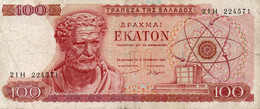 Delcampe - GREECE 100 DRACHMAI  1967  P-196b   VF - Grèce