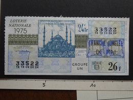 Delcampe - 1975 Voyages Autour Du Monde "Istamboul Mosquée Bleue" Turquie  Demi Billet De Loterie - Lottery Tickets