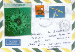 Lettre De São Paulo, Envoyée Andorra, Pendant Confinement/lockdown Coronavirus, Avec Timbre à Date Arrivé Andorra - Storia Postale