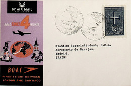 1957 Brazil 1st BOAC Flight London - Santiago (Link Between São Paulo And Madrid - Return) - Airmail