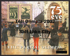 Olympic Games USA SALT LAKE CITY Overprint - Philatelist Memorial Sheet 1924 Paris FRANCE 2002 Hungary - Invierno 2002: Salt Lake City