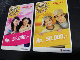 INDONESIA  2 Used Cards  MENTARI RP 25.000 RP 50.000       Fine Used Cards   **3788 ** - Indonesië