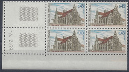 EGLISE De BROU N° 1582 - Bloc De 4 COIN DATE - NEUF ** - 4/2/69 - 1960-1969