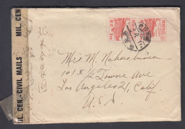 1947. JAPAN Pair 2 EN To Los Angeles, Calif. USA. Censor Tape MIL. CEN. - CIVIL MAILS... (Michel 356) - JF367891 - Covers & Documents