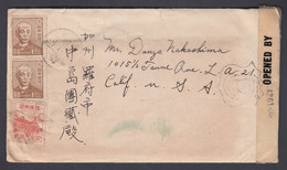1947. JAPAN Pair 1.00 Y Hisoka + 2.00 On Cover To Los Angeles, Calif. USA. Censor Tap... (Michel 373+) - JF367893 - Briefe U. Dokumente