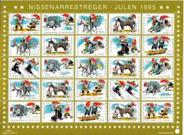 Feuille De Vignettes De Noël Du Danemark 1995 Neuve - Plaatfouten En Curiosa