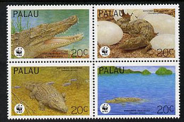 Palau 1994 WWF - The Estuarine Crocodile Se-tnant Block Of 4 U/M SG 673-76 - Palau