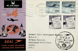 1960 Chile 1st BOAC Flight London - Santiago (Link Between Santiago And London - Return) - Chile