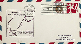 1962 United States 1st Pan Am Airmail Miami - San Juan - Lisbon - 3c. 1961-... Storia Postale