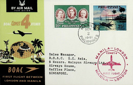 1961 Philippines 1st BOAC Flight London - Manila (Link Between Manila And Singapore - Return) - Philippinen