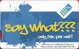 S. Africa - Telkom - Say What??? - , Gem5 Red, Exp.11.2014, 25R, Used - Südafrika