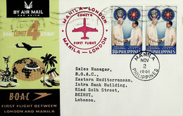 1961 Philippines 1st BOAC Flight London - Manila (Link Between Manila And Beirut - Return) - Philippinen