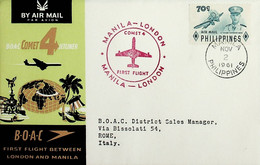 1961 Philippines 1st BOAC Flight London - Manila (Link Between Manila And Rome - Return) - Philippinen